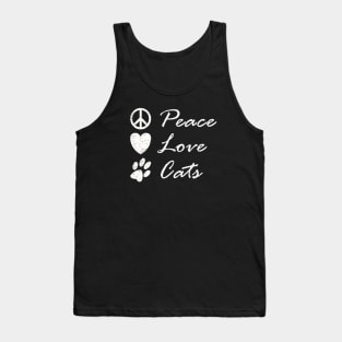 Peace Love Cats Cute Funny Hippy Graphic Tank Top